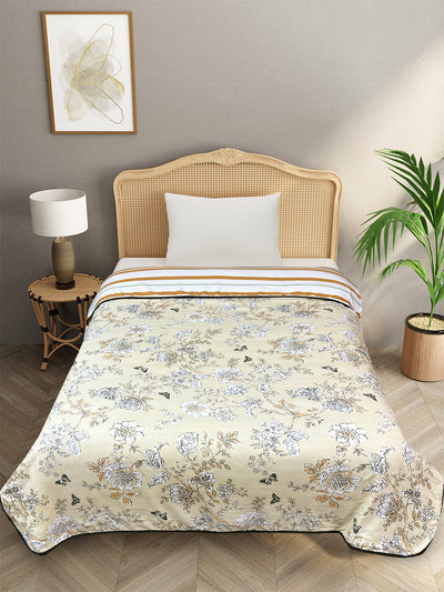 Beige & White Cotton Double Bed Dohar