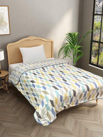 Blue & White Cotton Double Bed Dohar