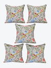 Multicolor Set of 1 Runner, 6 Placemats, 6 Napkins Floral Patterned Cotton Square Table Linen Set