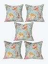 Multicolor Set of 1 Runner, 6 Placemats, 6 Napkins Floral Patterned Cotton Square Table Linen Set