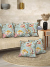 Multicolor Set of 1 Runner, 6 Placemats, 6 Napkins Floral Patterned Cotton Square Table Linen Set