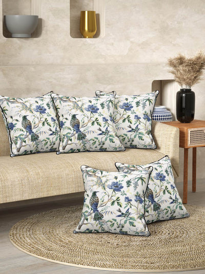 Multicolor Set of 1 Runner, 6 Placemats, 6 Napkins Floral Patterned Cotton Square Table Linen Set