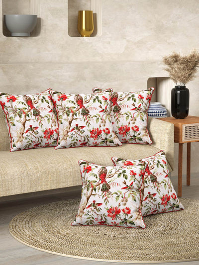 Multicolor Set of 1 Runner, 6 Placemats, 6 Napkins Floral Patterned Cotton Square Table Linen Set