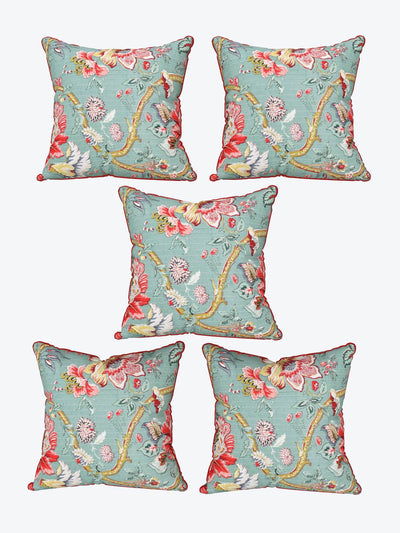 Multicolor Set of 1 Runner, 6 Placemats, 6 Napkins Floral Patterned Cotton Square Table Linen Set