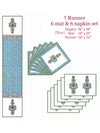 Multicolor Set of 1 Runner, 6 Placemats, 6 Napkins Floral Patterned Cotton Square Table Linen Set