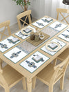 Multicolor Set of 1 Runner, 6 Placemats, 6 Napkins Floral Patterned Cotton Square Table Linen Set