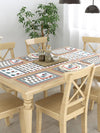 Multicolor Set of 1 Runner, 6 Placemats, 6 Napkins Floral Patterned Cotton Square Table Linen Set