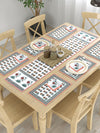 Multicolor Set of 1 Runner, 6 Placemats, 6 Napkins Floral Patterned Cotton Square Table Linen Set