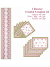 Multicolor Set of 1 Runner, 6 Placemats, 6 Napkins Floral Patterned Cotton Square Table Linen Set