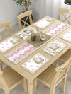 Multicolor Set of 1 Runner, 6 Placemats, 6 Napkins Floral Patterned Cotton Square Table Linen Set