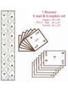 Multicolor Set of 1 Runner, 6 Placemats, 6 Napkins Floral Patterned Cotton Square Table Linen Set