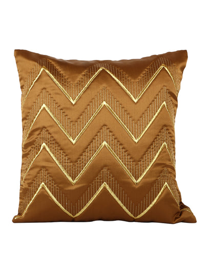 Gold Set of 5 Geometric Patterned Polyester Square Cushion Covers