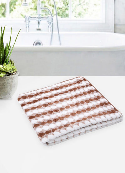 Set of 3 Brown & White Solid Microfiber Towels