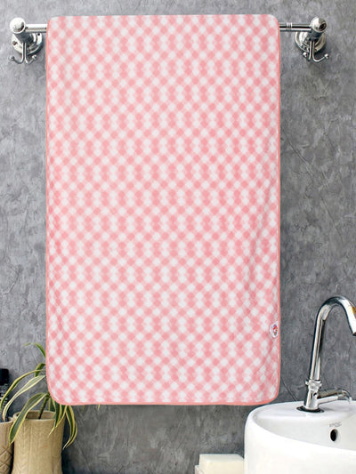 Set of 3 Pink & White Solid Microfiber Towels