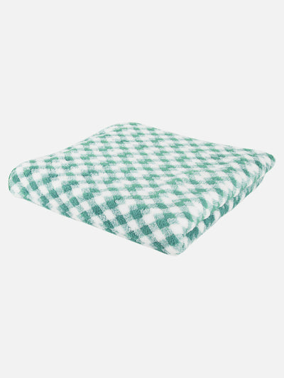 Set of 3 Green & White Solid Microfiber Towels