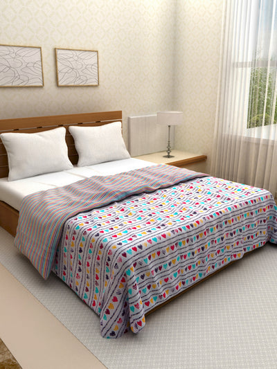 Heart Printed 200 GSM Reversible Double Bed AC Comforter