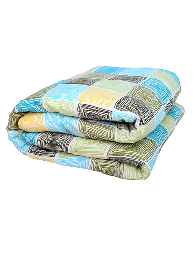 Green Check Printed 200 GSM Reversible Double Bed AC Comforter