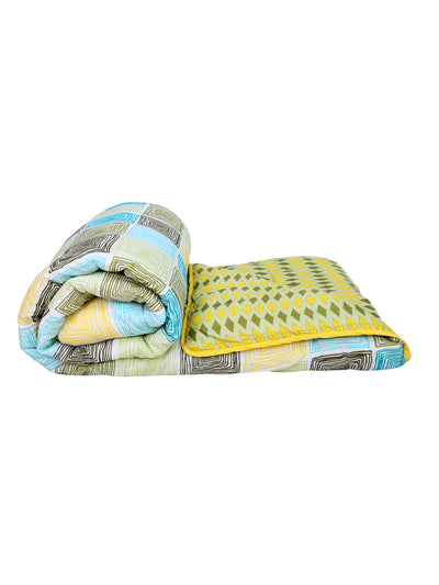 Green Check Printed 200 GSM Reversible Double Bed AC Comforter