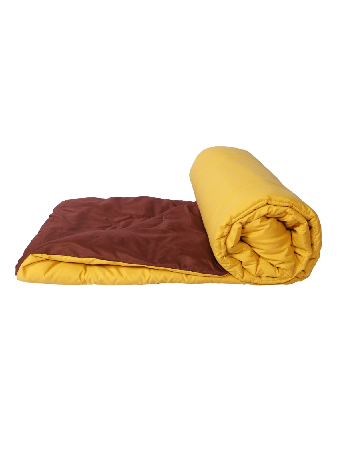 Solid 200 GSM Reversible AC Comforter for Double Bed - Brown & Yellow