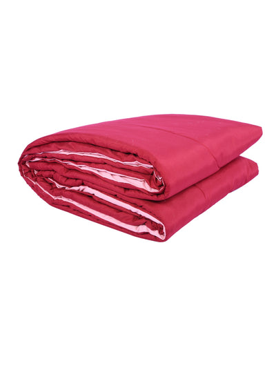 Solid 200 GSM Reversible AC Comforter for Double Bed - Maroon & Pink