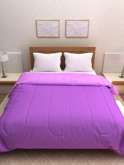 Solid 200 GSM Reversible AC Comforter for Double Bed - Purple