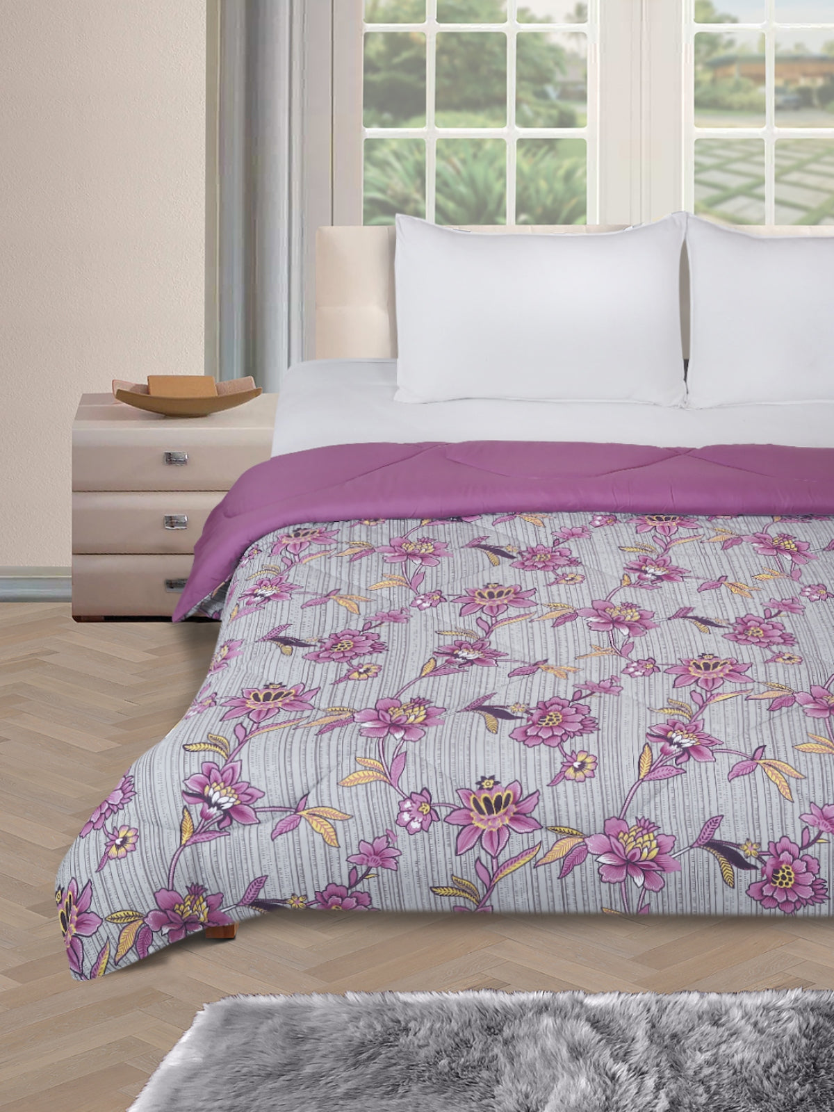 Grey & Purple AC Room 200 GSM Comforter