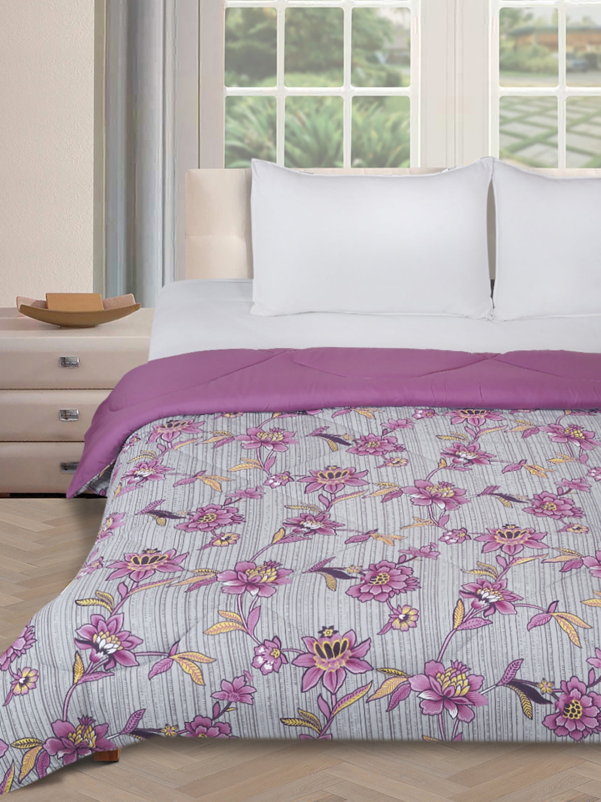 Grey & Purple AC Room 200 GSM Comforter