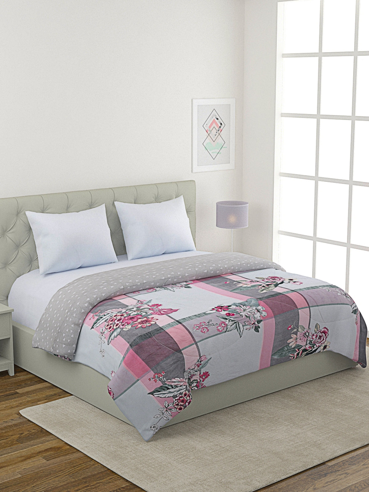 Multicolor Floral Patterned 200 GSM Reversible AC Comforter