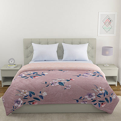 Purple & Peach Floral Patterned 200 GSM Reversible AC Comforter