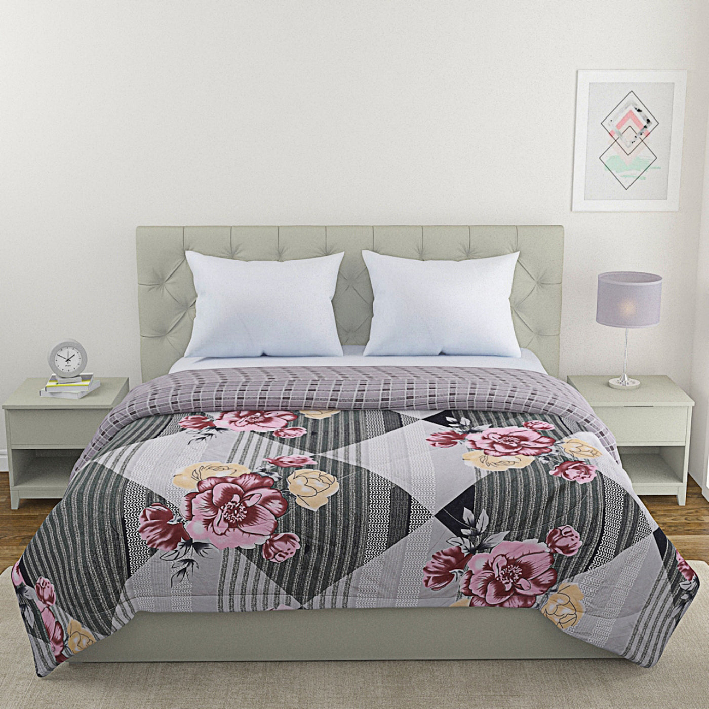 Multicolor Floral Patterned 200 GSM Reversible AC Comforter