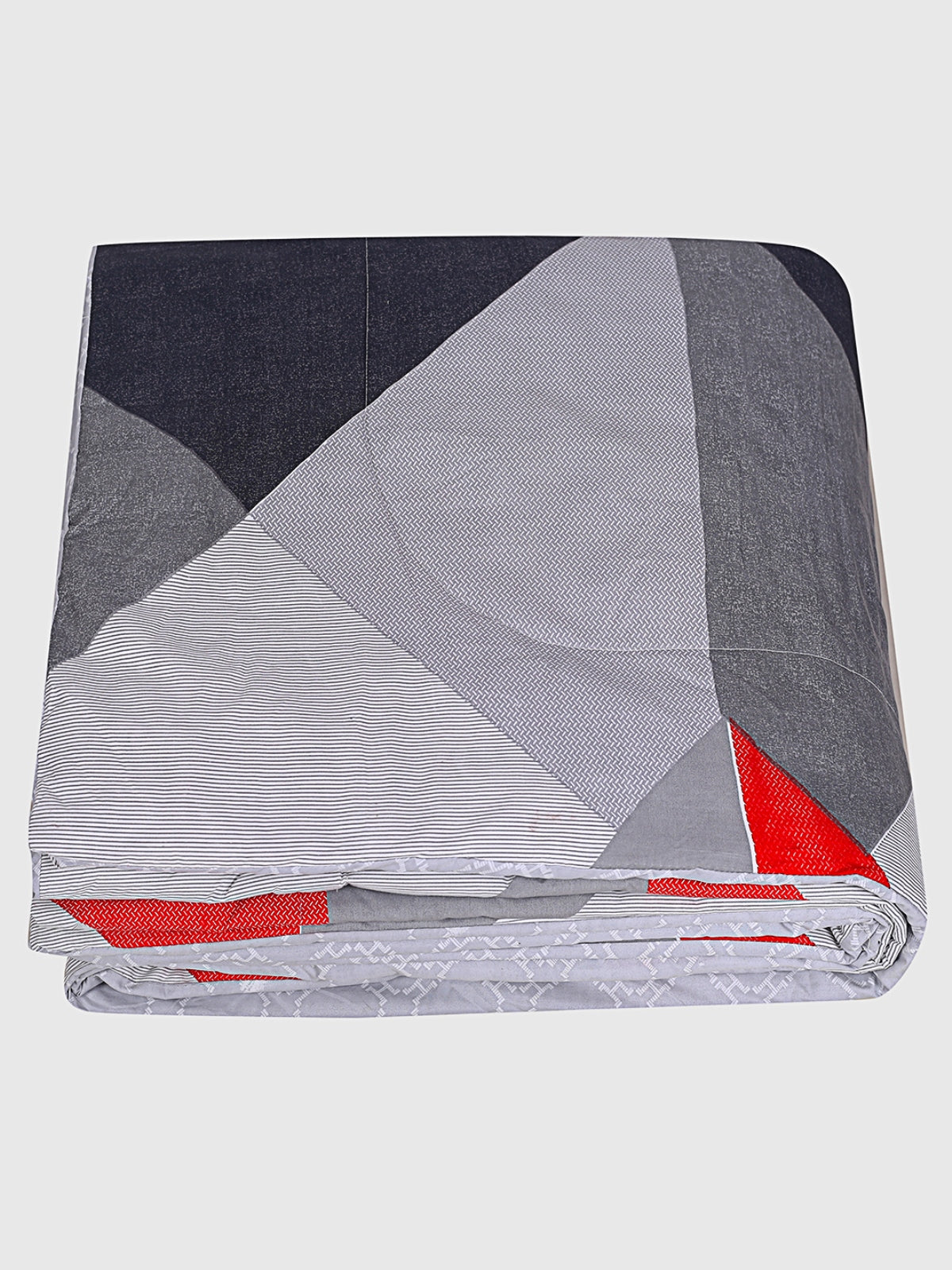 Grey & Red Geometric Patterned 200 GSM Reversible AC Comforter