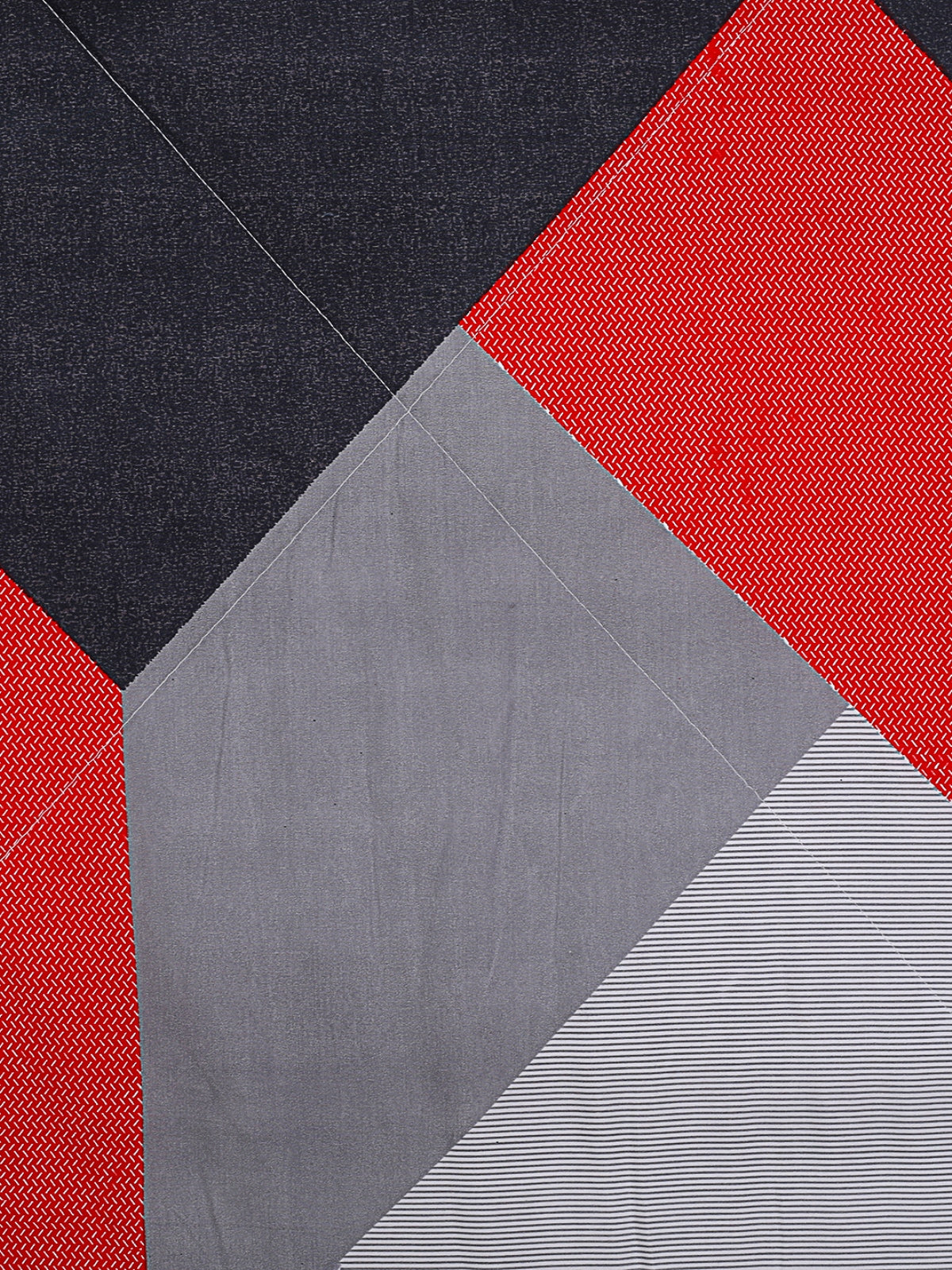 Grey & Red Geometric Patterned 200 GSM Reversible AC Comforter