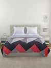 Grey & Red Geometric Patterned 200 GSM Reversible AC Comforter