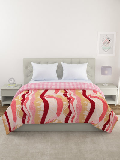 Peach & Beige Microfiber AC Room 200 GSM Double Bed Comforter