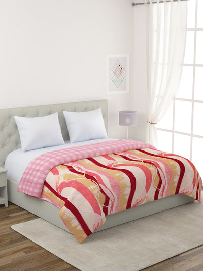 Peach & Beige Microfiber AC Room 200 GSM Double Bed Comforter