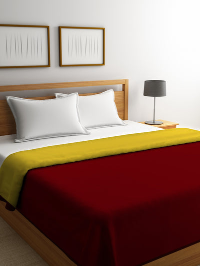 Maroon & Yellow Cotton Double Bed Dohar