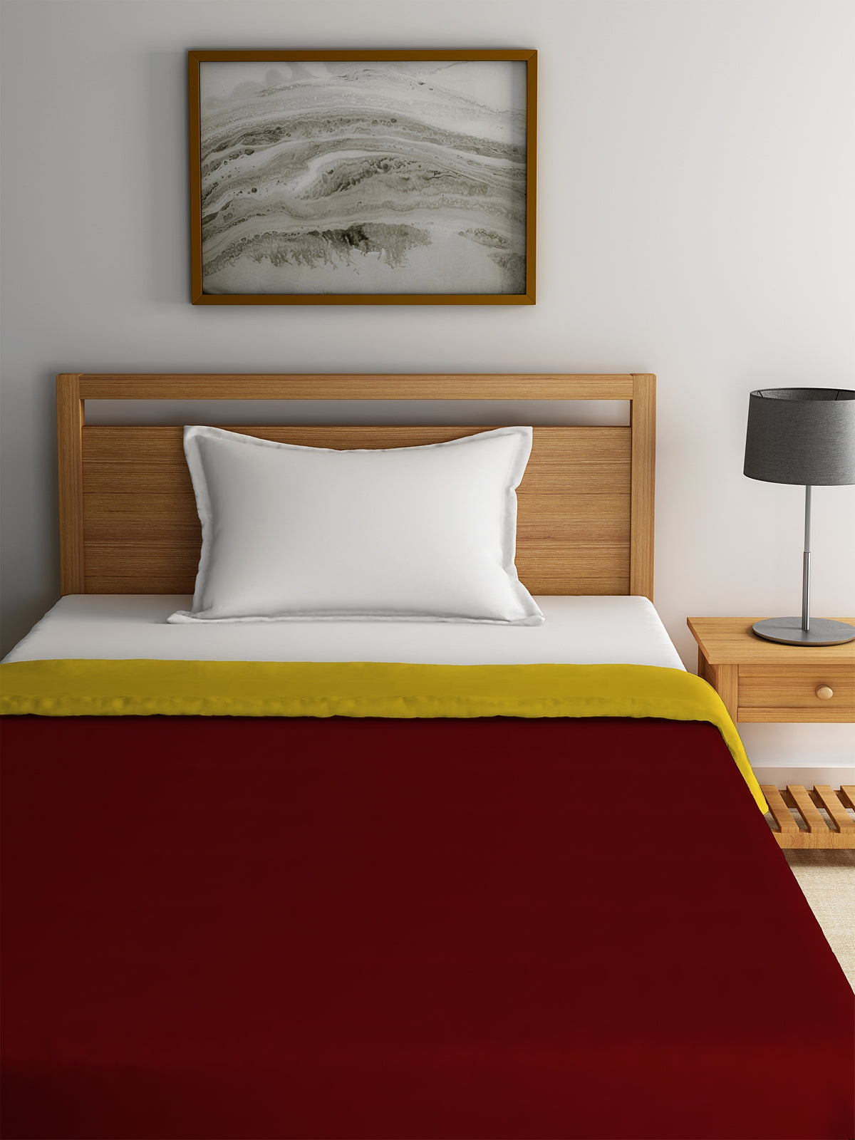 Maroon & Yellow Cotton Double Bed Dohar