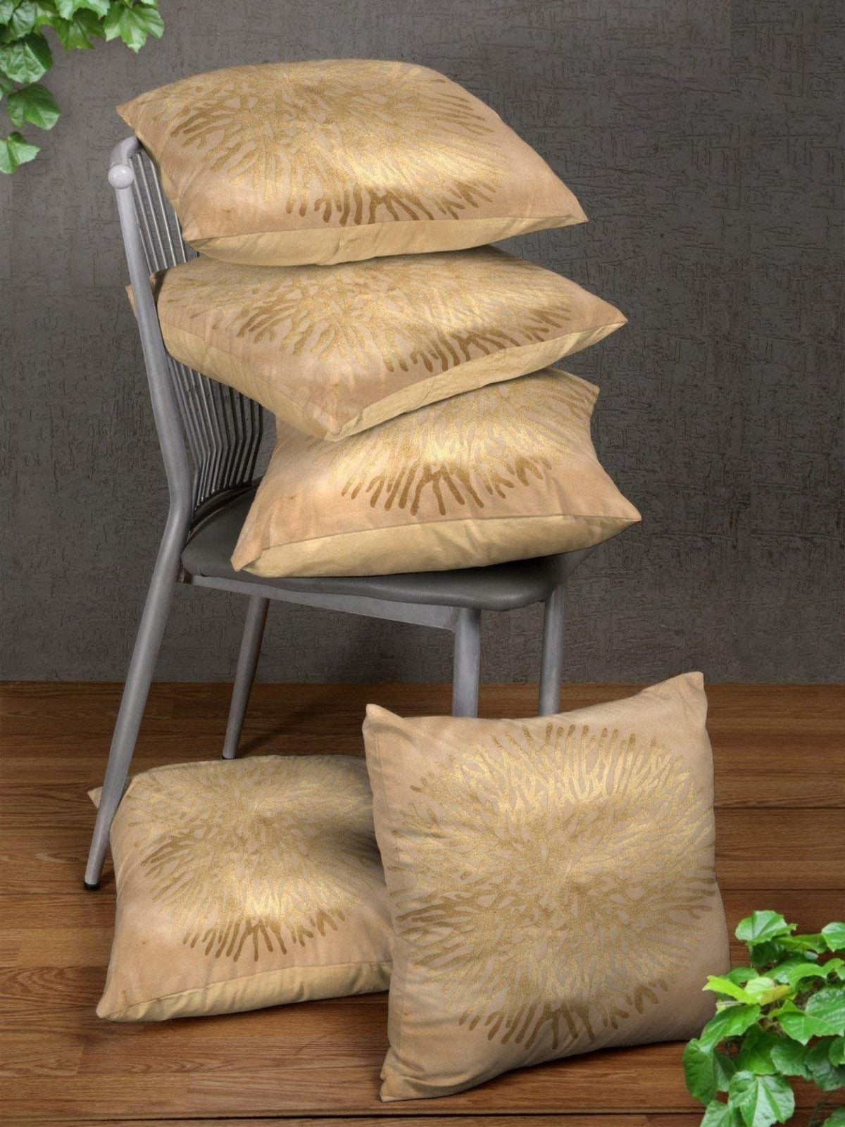 Beige Set of 5 Cushion Covers