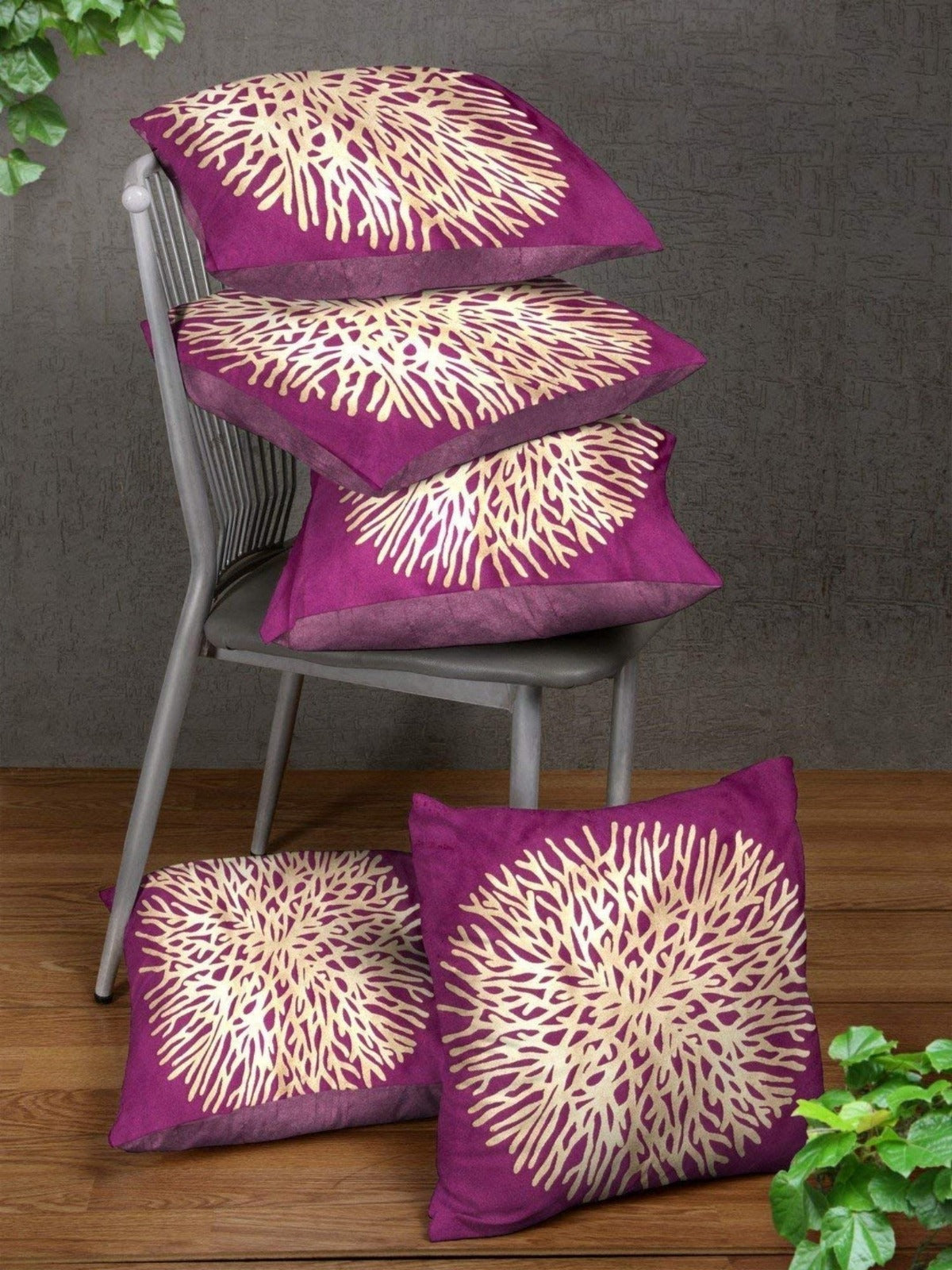 Purple Set of 5 Cushion Covers