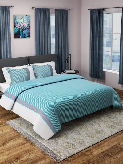 Turquoise Blue Double Bed Cover with 2 Pillow Covers
