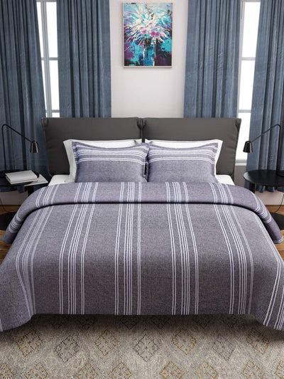 Grey Double Bed Cover with 2 Pillow Covers