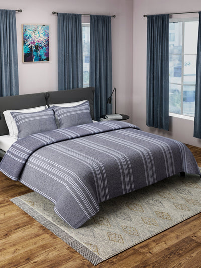 Grey Double Bed Cover with 2 Pillow Covers