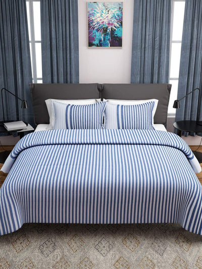 Royal Blue Double Bed Cover with 2 Pillow Covers
