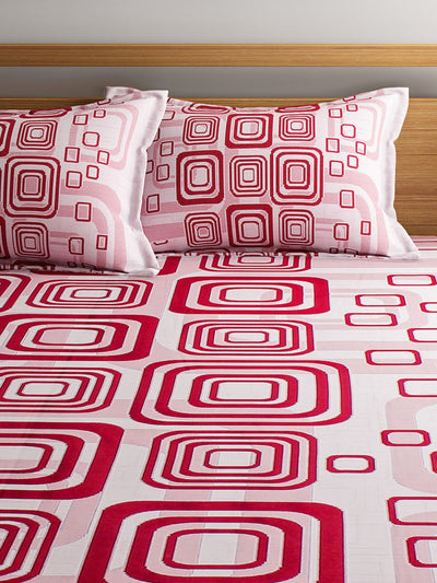 Red Double Bed Cover with 2 Pillow Covers