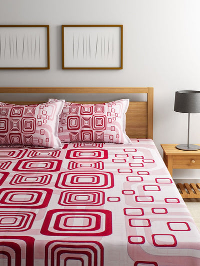 Red Double Bed Cover with 2 Pillow Covers