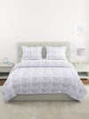 Off White Leaf Patterned Double Bed Cover with 2 Pillow Covers