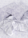 Off White Leaf Patterned Double Bed Cover with 2 Pillow Covers