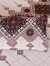 Beige & Brown Ethnic Motifs Patterned Reversible Double Bed Cover With 2 Pillow Covers