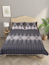 Beige & Grey Ethnic Motifs Patterned Reversible Double Bed Cover With 2 Pillow Covers