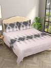 Beige & Grey Ethnic Motifs Patterned Reversible Double Bed Cover With 2 Pillow Covers